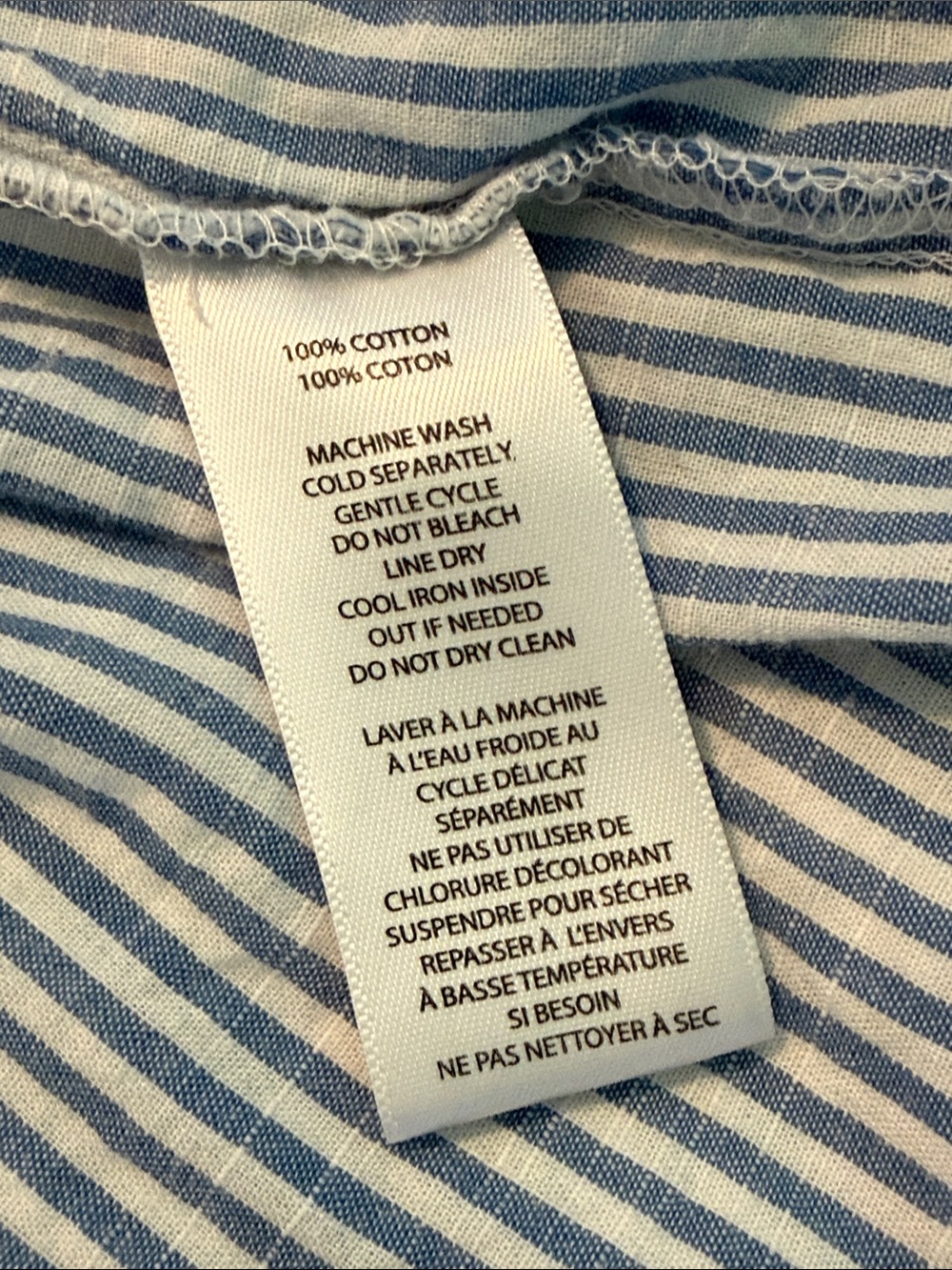 Blue and White Pinstripe Sleeveless Peplum Top - Picture 4 of 4